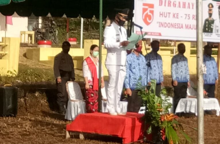 Upacara Memperingati HUT RI yang ke-75 di kecamatan Alasa Kabupaten Nias Utara di gelar Secara sederhana.