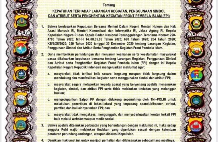 Kapolres Nisel Segera Mensosialisasikan Maklumat Kapolri Tentang Penghentian Kegiatan FPI di Kabupaten Nias Selatan