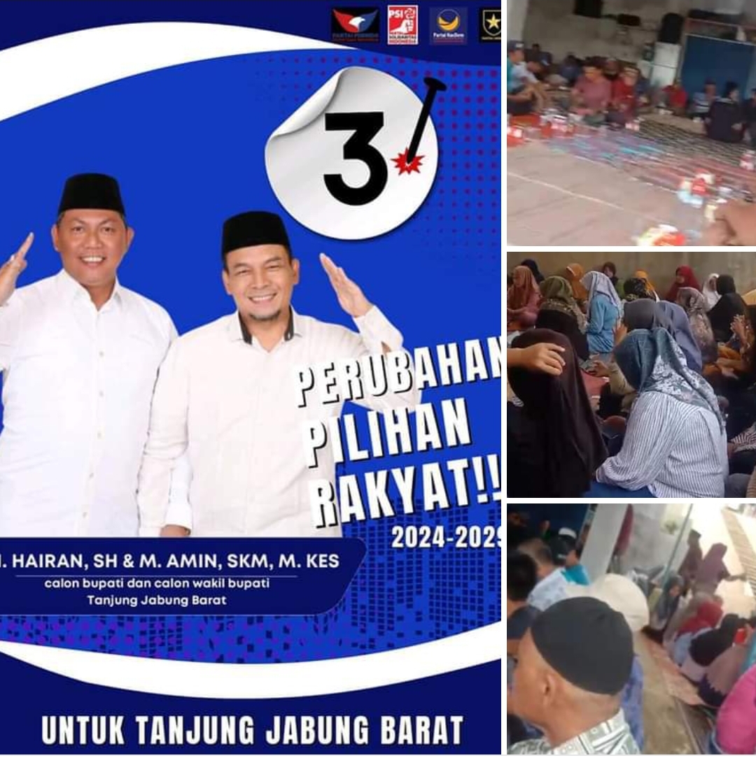 Ribuan Masyarakat Merlung Antusias Tunggu Kehadiran Cabup Hairan dan Dukung di Pilkada Tanjab Barat 