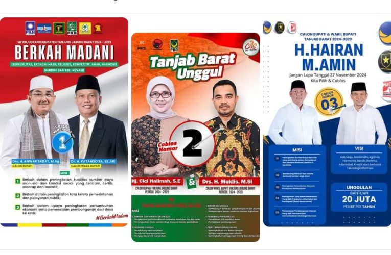 Tiga Paslon Ikuti Pilkada 2024 Tanjab Barat, Ini Visi-Misinya