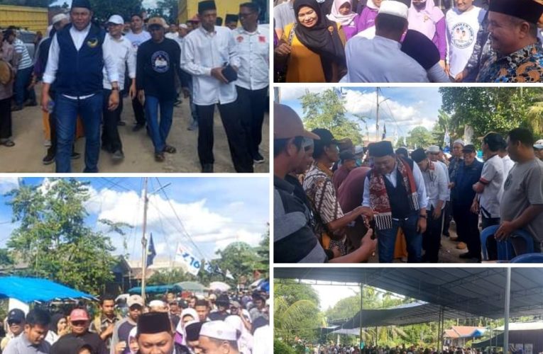Sambut Kedatangan Hairan-Amin, Ratusan Masyarakat Bunga Tanjung Teriakkan O3 Menang